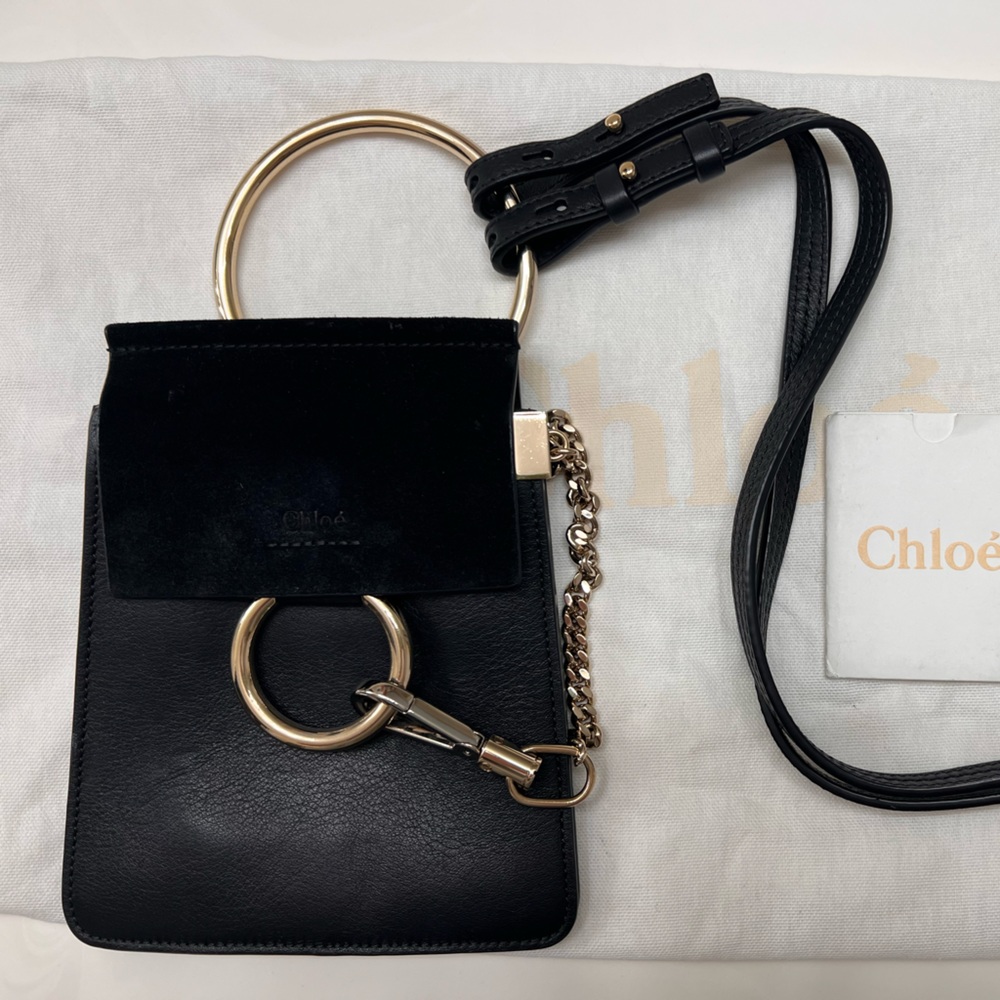 CHLOE Faye Bracelet Crossbody Bag Leather & Suede